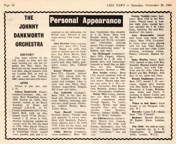 THE JOHN DANKWORTH ORCHESTRA 1960